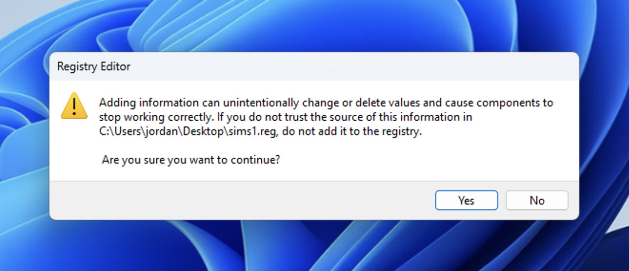 Save registry changes